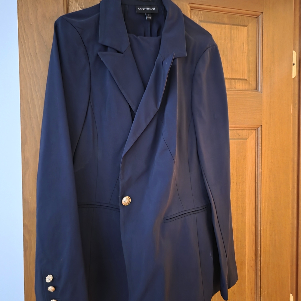Lane Bryant Deep Blue Blazer with Gold Accents